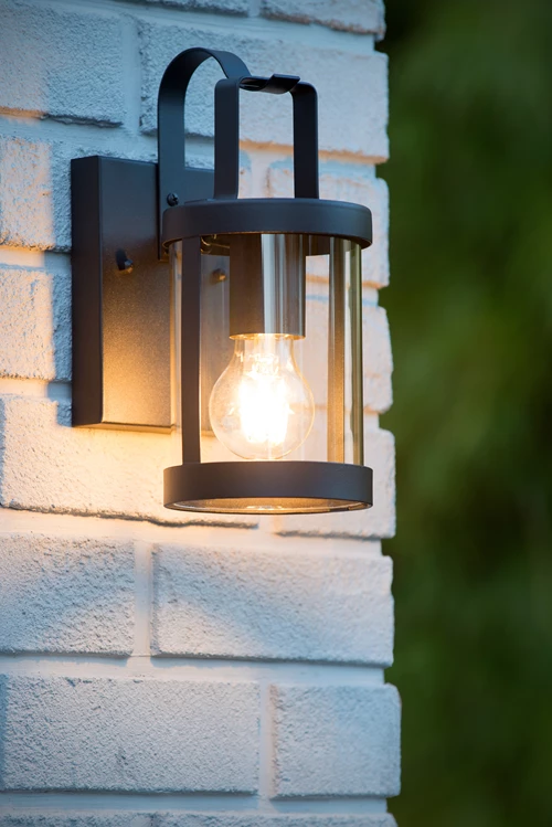 Lucide LINDELO - Wall light Indoor/Outdoor - 1xE27 - IP23 - Black - atmosphere 2